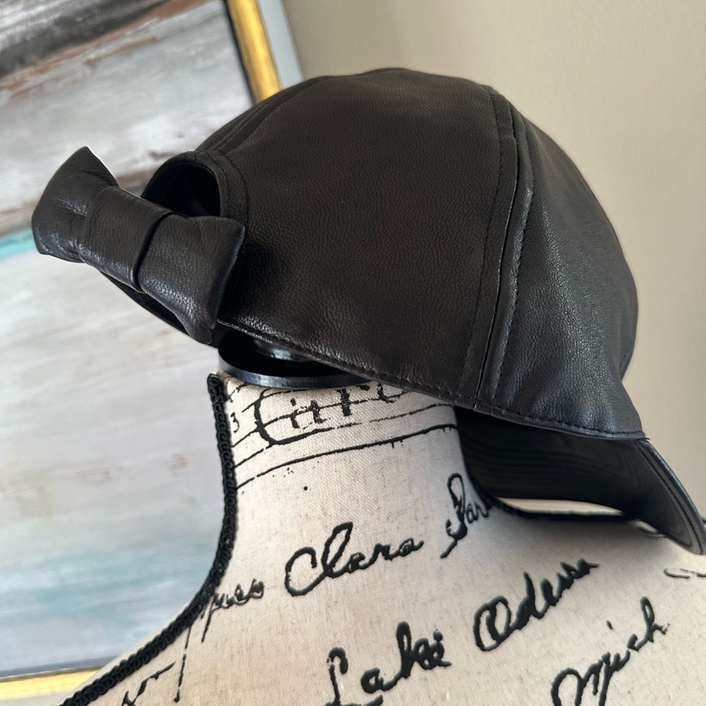 Kate Spade Leather Bow Black “Hats Off” Bow Baseball Cap - Picture 6 of 6